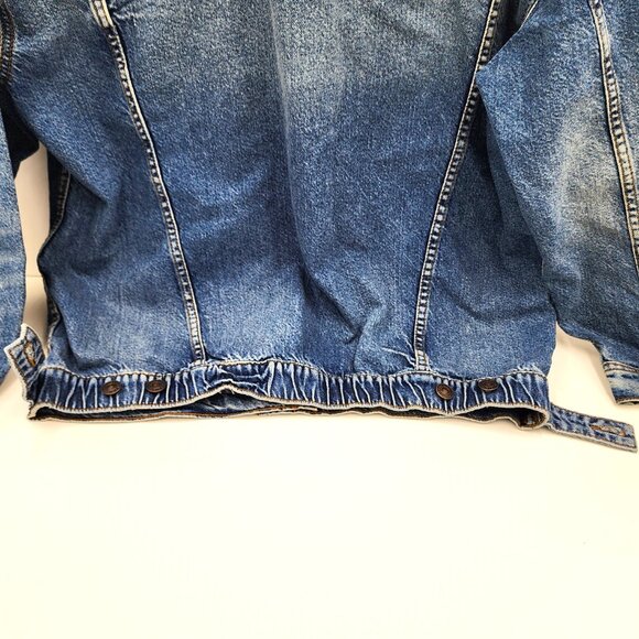 AE American Eagle Women's Jean Jacket Size XS Blue Denim Trucker Distressed - Picture 5 of 10